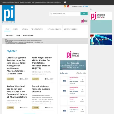 PHARMA INDUSTRY startsida 2021
