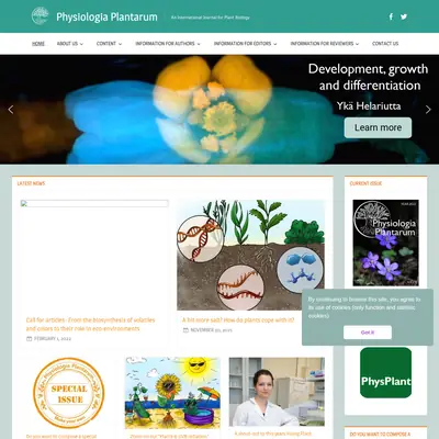 Physiologia Plantarum startsida 2022