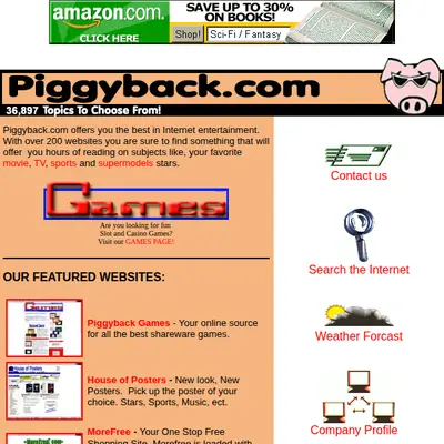 PiggyBack startsida 2001