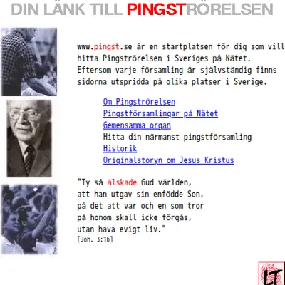 www.pingst.se startsida 1996
