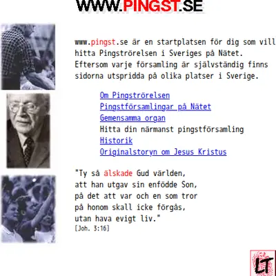 www.pingst.se startsida 1997