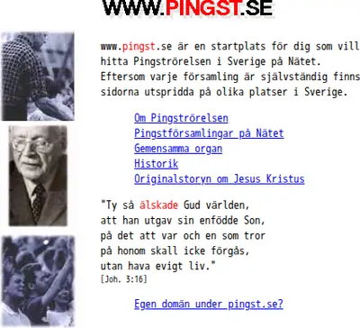 www.pingst.se startsida 1999