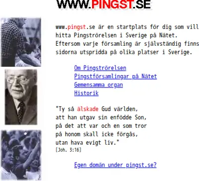 www.pingst.se startsida 2000