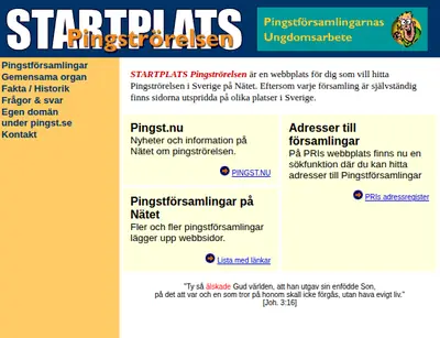 www.pingst.se startsida 2001
