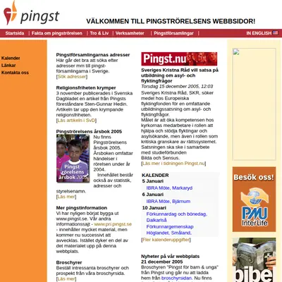www.pingst.se startsida 2006