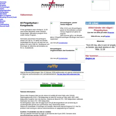 Radio Pingst Kungsbacka startsida 2009