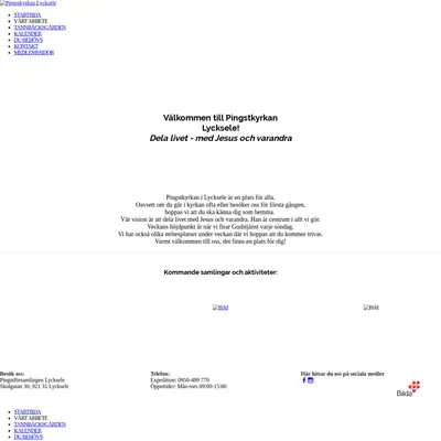 Pingstkyrkan Lycksele startsida 2019