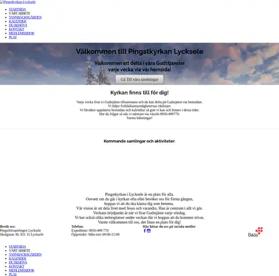 Pingstkyrkan Lycksele startsida 2021