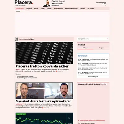 www.placera.se startsida 2021