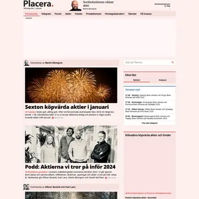 www.placera.se startsida 2024