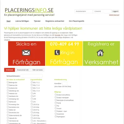 Placeringsinfo.se startsida 2013