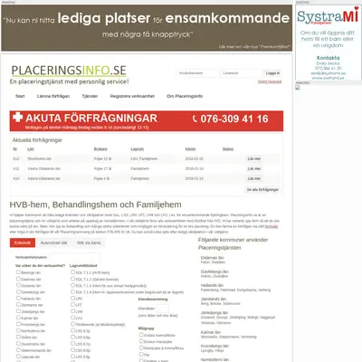 Placeringsinfo.se startsida 2016