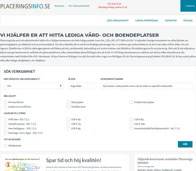 Placeringsinfo.se startsida 2018