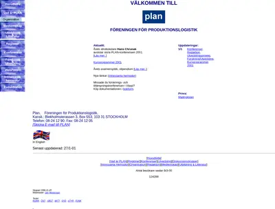 Plan startsida 2001