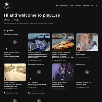 play1.se startsida 2024