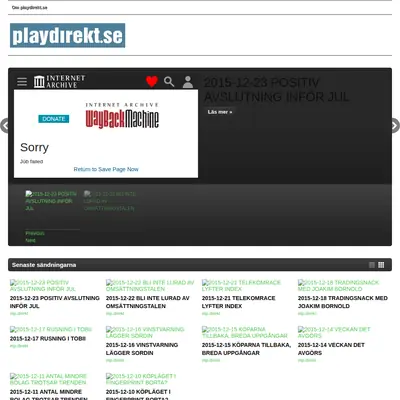 Playdirekt.se startsida 2015