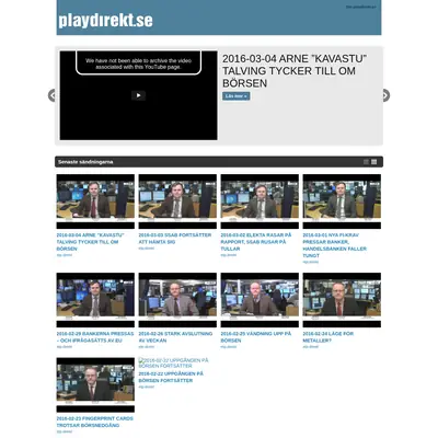 Playdirekt.se startsida 2016