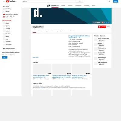 Playdirekt.se startsida 2019
