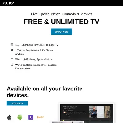 PlutoTV startsida 2018