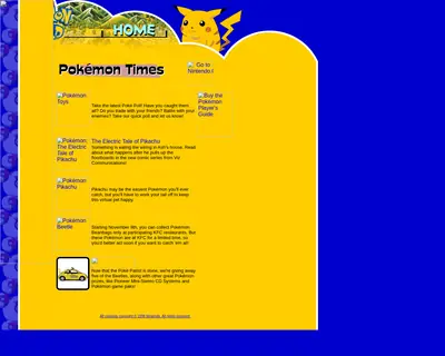 POKÉMON startsida 1998