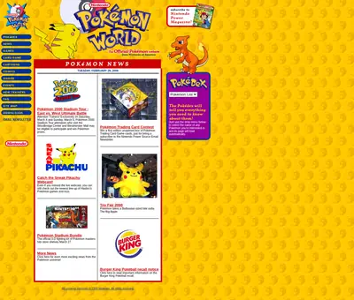 POKÉMON startsida 2000