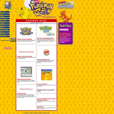 POKÉMON startsida 2001