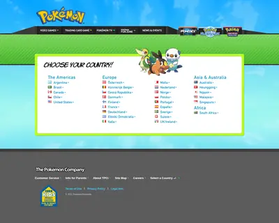POKÉMON startsida 2012