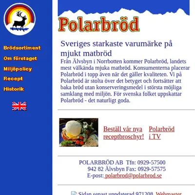 www.polarbrod.se startsida 1998