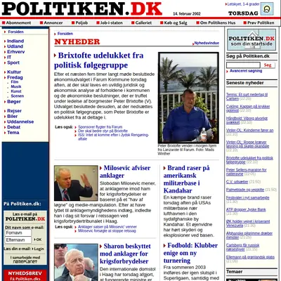 politiken.se startsida 2002