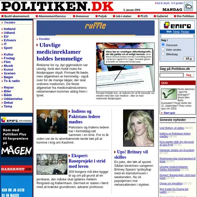 politiken.se startsida 2004