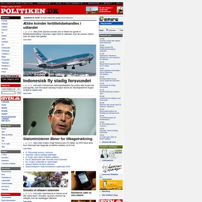 politiken.se startsida 2007