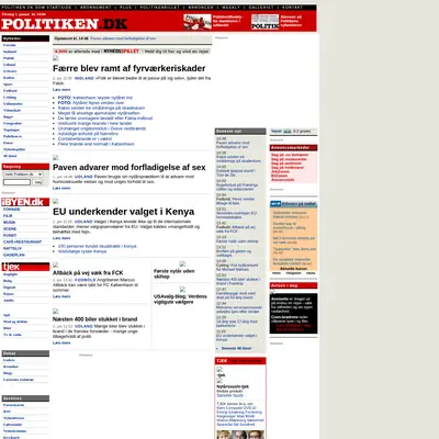 politiken.se startsida 2008
