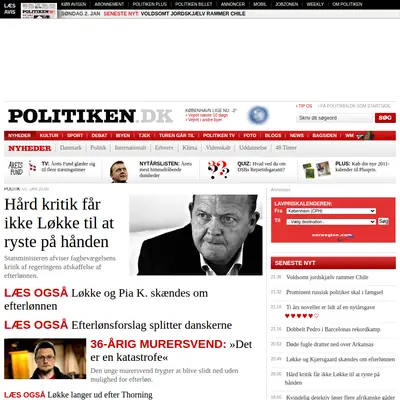politiken.se startsida 2011