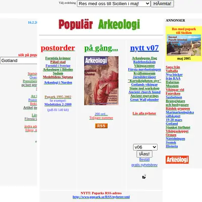 Populär Arkeologi startsida 2005