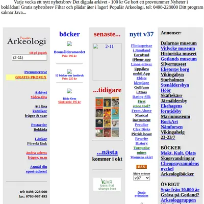 Populär Arkeologi startsida 2011