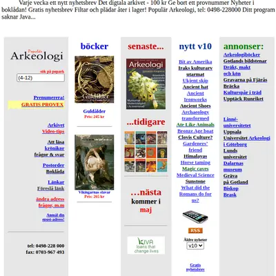 Populär Arkeologi startsida 2013