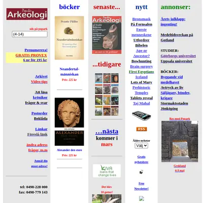Populär Arkeologi startsida 2015