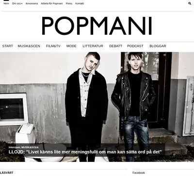 popmani.se startsida 2016