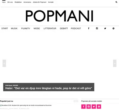 popmani.se startsida 2017