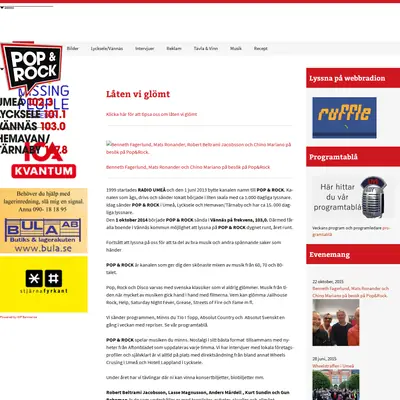 Pop och Rock Umeå startsida 2016