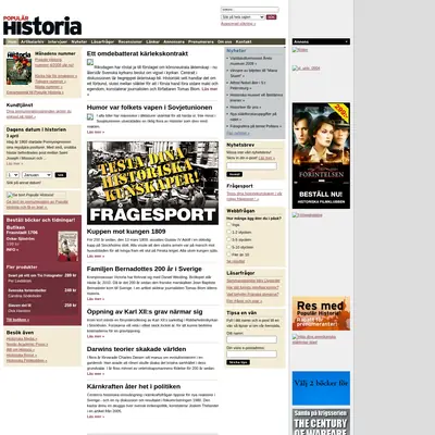 POPULÄR HISTORIA startsida 2009