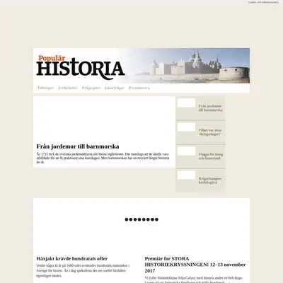 POPULÄR HISTORIA startsida 2017