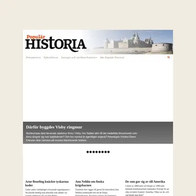 POPULÄR HISTORIA startsida 2020