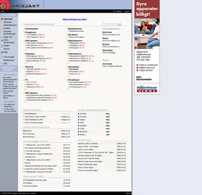 prisjakt.nu startsida 2005