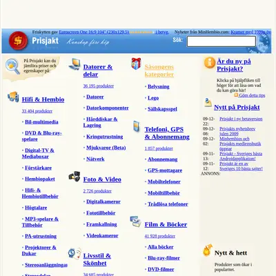 prisjakt.nu startsida 2010