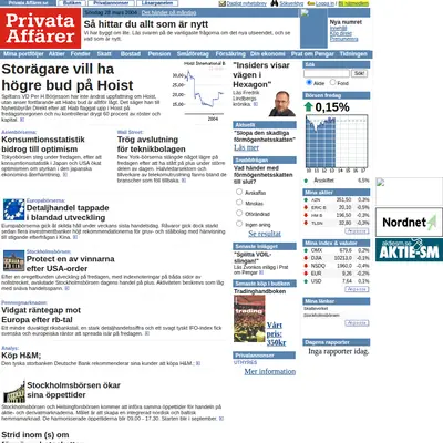 Privata Affärer startsida 2004