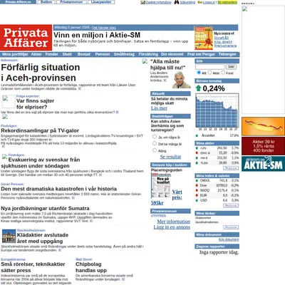 Privata Affärer startsida 2005