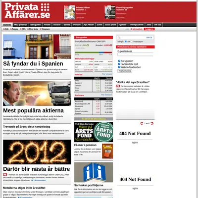Privata Affärer startsida 2012