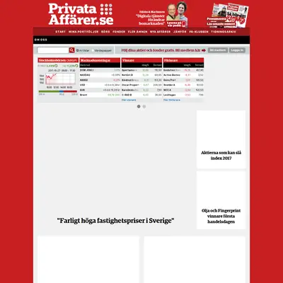 Privata Affärer startsida 2017