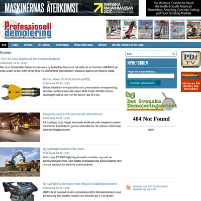 Tidningen Proffessionell Demolering startsida 2020